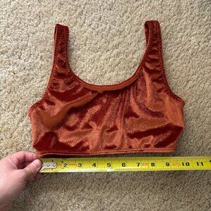 EUC Hot Cakes Pole Top - Brown Orange, Size S/M